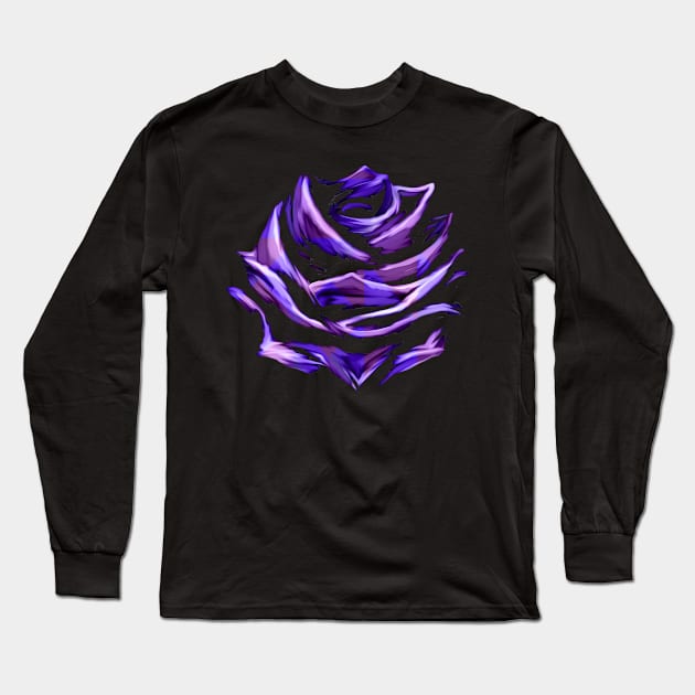 Purple Blue Rose Abstract Art Flower Colorful Brush Painting Long Sleeve T-Shirt by twizzler3b